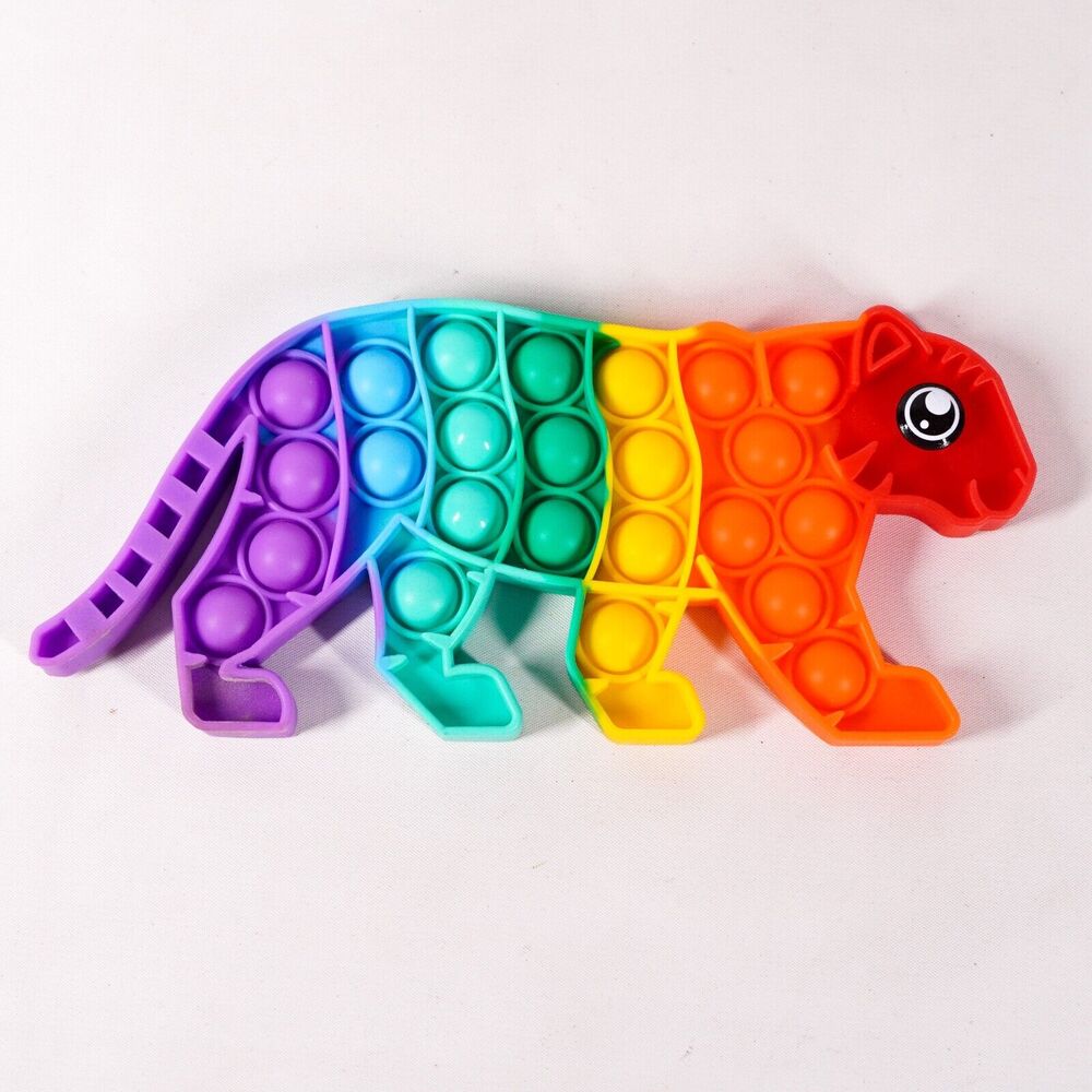 Tiger Lion Cat 4" Popit Bubble Popper Fidgety Fidget Vinyl Rainbow Sensory Toy